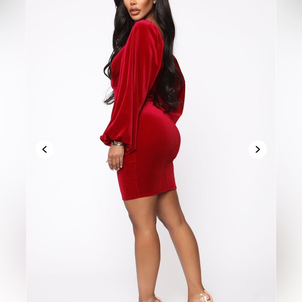 Velvet mini dress - Red - size M - Picture 3 of 5